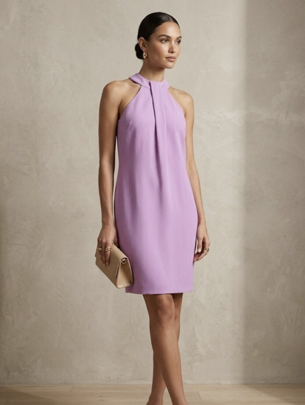 Trina Turk NWT Lavender Halter Pleated Shift Mini Dress Cocktail Wedding Size 2